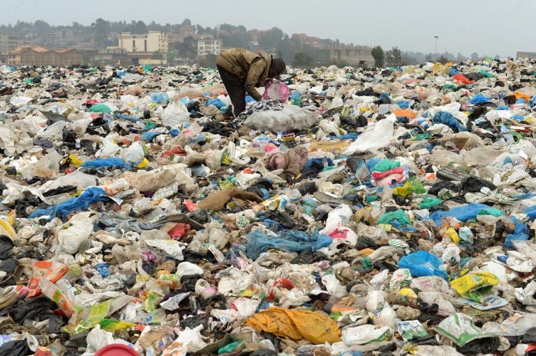 a land full of plastics and garbages