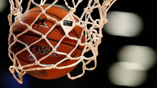 basketball going through a basketball net
